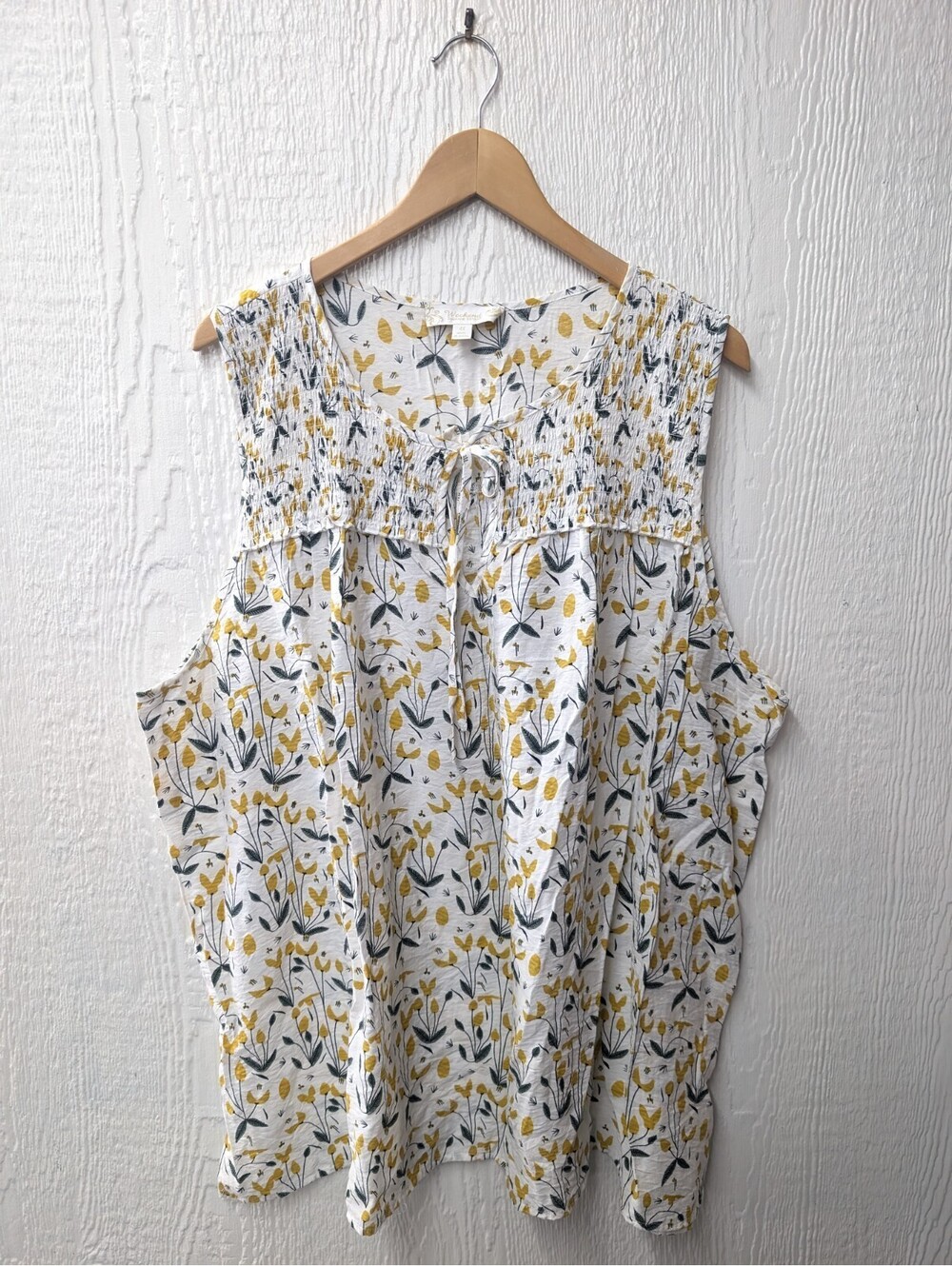 Susan Betro Weekend Yellow Floral Sleeveless Top Blouse Shirt Boho Cottage 4X